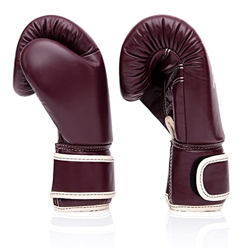 Fairtex BGV16 Leather Compact Muay Thai Boxing Gloves - color: Maroon, size: 14 oz
