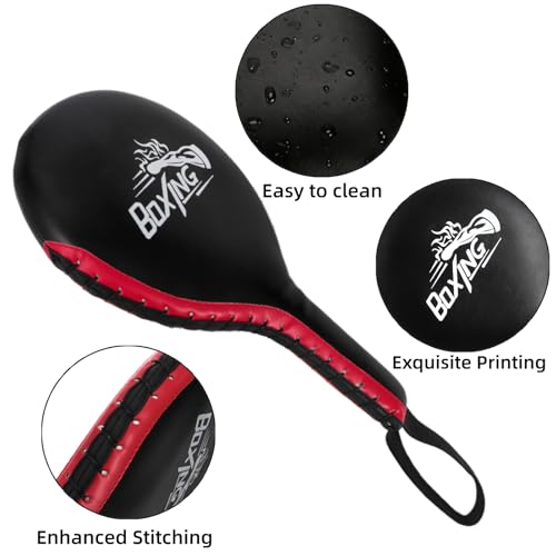 Cididu 2 Pack Boxing Target Paddles, Durable Taekwondo Kick Pad Adult Youth | PU Strike Pads Punching Paddles with Wristband for MMA Martial Arts TKD Karate Kickboxing Training Sparring Equipment