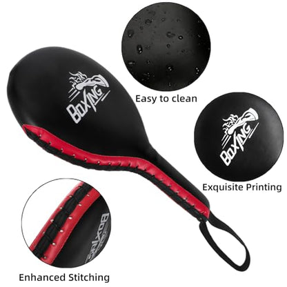 Cididu 2 Pack Boxing Target Paddles, Durable Taekwondo Kick Pad Adult Youth | PU Strike Pads Punching Paddles with Wristband for MMA Martial Arts TKD Karate Kickboxing Training Sparring Equipment