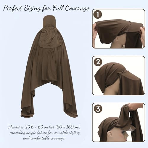 ZLYC Women Muslim Hijab Scarf with Visor Built-in Undercap Sun Protection Headwrap - color: Solid Khaki