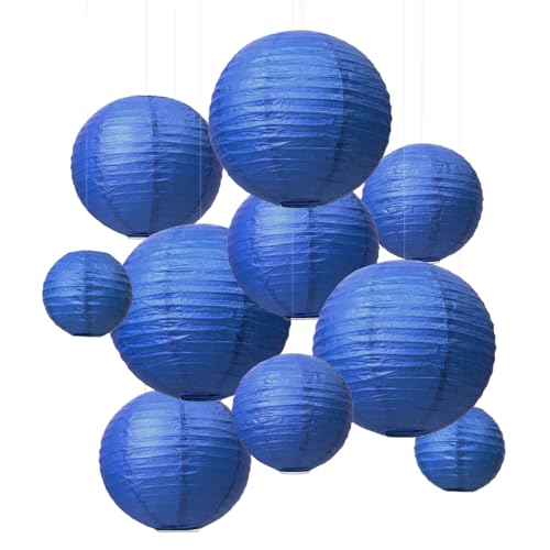 LIHAO Blue Paper Lanterns for Graduation Decorations Classroom Graduation Party Graduation Cap Weddings Birthdays 10PCS - color: Blue