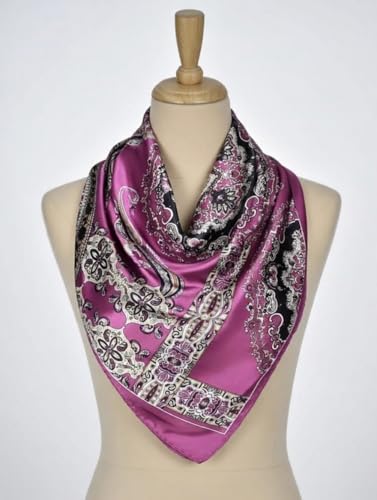 Large 35 inches Satin Square Scarf Lightweight Neck Hair Wrap Fashion Headscarf - color: A21