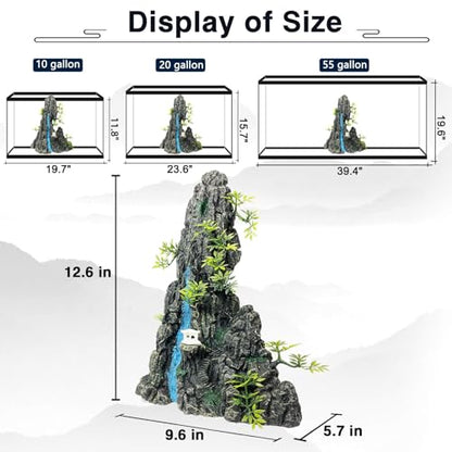 Extra Large N Tall Fish Tank Decoratons Aquarium Rock Cave Hideouts | Aquarium Rock Decor for Fish Tank,Aquarium Decorations Extra Large and Tall Decoration for Fish Tank - 13 Inches High