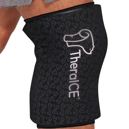 TheraICE Knee Ice Pack Wrap PRO Compression Sleeve, Reusable Gel Cold Packs Brace Also for Elbow, Ankle & Calf - Flexible Cold Wrap Recovery, FocusZone Technology for Extra Cooling & Pressure (M) - size: Medium, style: PRO