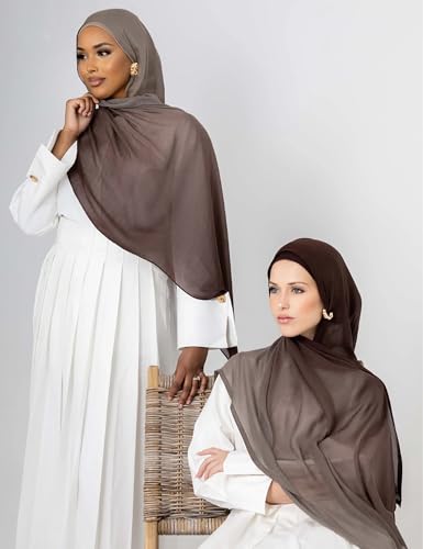 Txmout Ombre Modal Hijab Scarf for Women Muslim, Soft Lightweight Headscarf - color: Deep Brown - Taupe