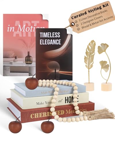 Decorative Books for Home Decor & Fake Books for Coffee Table Decor, Complete Aesthetic Set with 3 Faux Books for Decoration & Accents for Neutral Living Room Decoration & Bookshelf Decor
