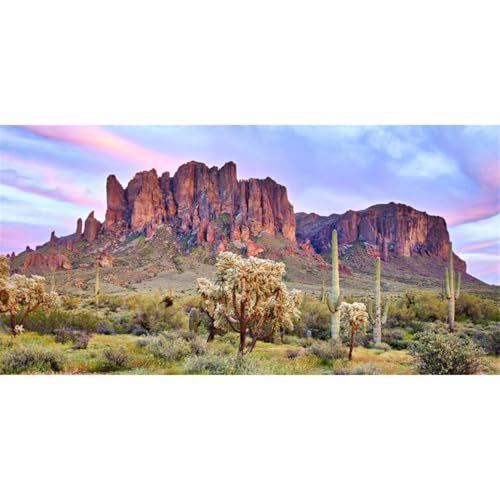 AWERT 36x24 inches Terrarium Background Blue Sky Cloud Mountain Huge Cactus Joshua Trees Oasis Gobi Reptile Habitat Background Vinyl - size: 36x24in/90x60cm