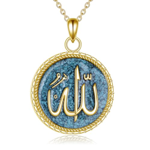 Sterling Silver Islamic Necklace Religious Muslim Pendant Islamic Jewelry Gifts for Men Women - style: Allah-Gold