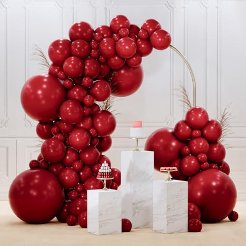 PartyWoo Burgundy Balloons 145 pcs Different Sizes of 18 12 10 5 Inch Dark Chestnut Red Maroon Balloon Arch Kit Garland for Birthday Graduation Anniversary Cherry Casino Party Decorations Red-Y62 - color: Burgundy-y62