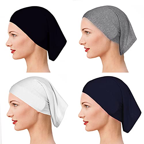 Yeieeo Women's Stretch Tube Hijab UnderCap Solid Color Hijab Headscarf For Women Lightweight Hats Breathable Liner 2pcs/4pcs - color: 4pcs-1