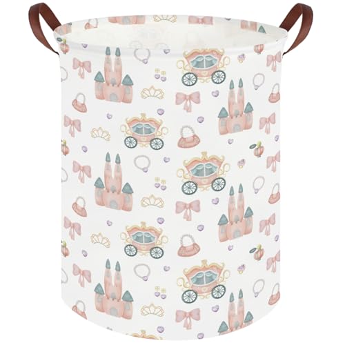 Princess hamper,Girl Laundry Basket,Baby Nursery Hamper,Waterproof foldable girls toy storage box,Dirty Clothes Hampers,Princess Room Decor(Princess carriage) - color: Princess carriage
