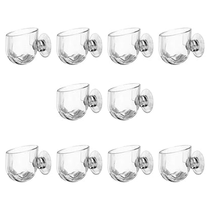 Pack of 10 Aquariums Plant Holder Suction Cup Designs Acrylic Feeding Bowl for Shrimp and Small Fish Feeding