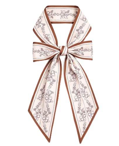 Silky Satin Long Skinny Head Scarf for Women - Neck Hair Scarf, Purse Bag Belt Accessory, Silk Feeling, 57"x5" - color: Rice White 01
