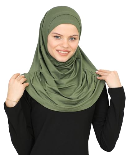 Prien Chic Ready To Wear Hijab For Women, Muslim Long Turban Undercap Set, Instant Scarf, Prayer Clothes For Girls, Abaya - color: Khaki