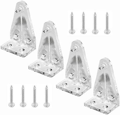 4pcs Hold Down Brackets with Screws Clear Color Bottom Rail Hold Clips for 1.5inch High Profile Blinds (4, 1.5inch) - size: 1.5inch