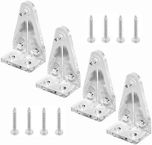 4pcs Hold Down Brackets with Screws Clear Color Bottom Rail Hold Clips for 1.5inch High Profile Blinds (4, 1.5inch) - size: 1.5inch