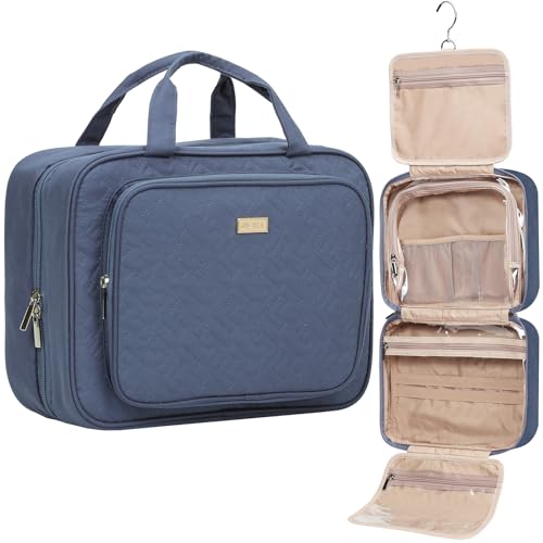 NISHEL Travel Toiletry Bag for Women Hanging Organizer Makeup Case Pockets - color: Aegean-Blue, size: Large