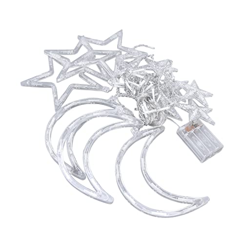 Garosa Ramadan Curtain Lights Star Moon Parallel Curtain Lights 126LED Battery Powered Star Moon Curtain String Lights Romantic Ambience