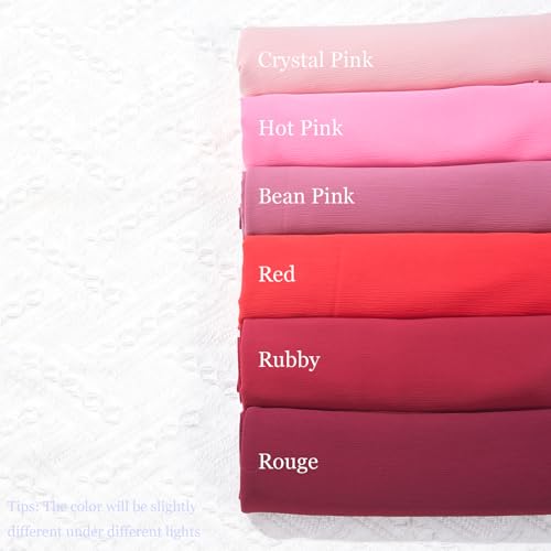 Premium Long Crinkle Chiffon Hijab Scarf for Women, Very Soft Muslim Head Scarfs - color: Rouge