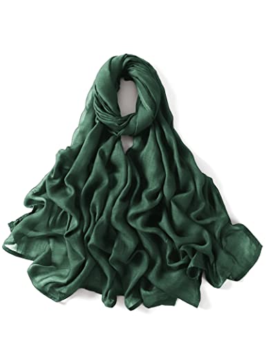 Txameru Women's Viscose Cotton Hijab Scarf - color: Forest