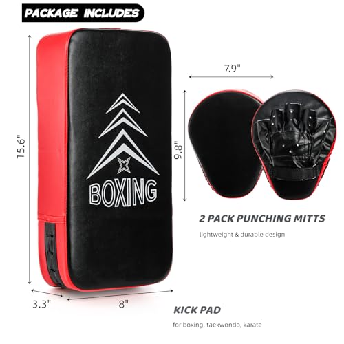 ZOOFOX 2-in-1 Punching Mitts and Kick Pack Set, Curved Focus Mitts and Taekwondo Kick Pad, Adjustable Strike Shield Arm Pad for Muay Thai and MMA