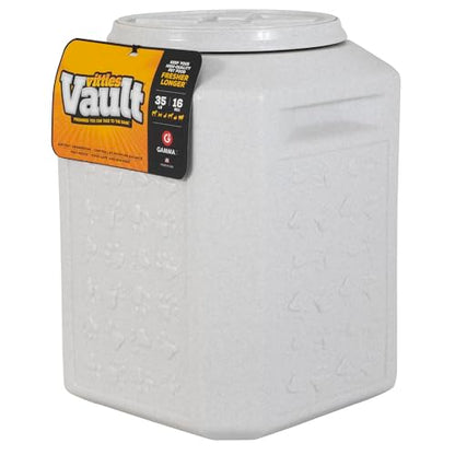 Vittles Vault Traditional Pet Food Storage Container For Dog Kibbles/Bird Seed/Oatmeal/Rice/Flour/Cereal, BPA Free Plastic, Sealed Airtight For Cat Food, Up To 35 lb, Made in USA, With Scoop, Gray - size: 35 Pounds