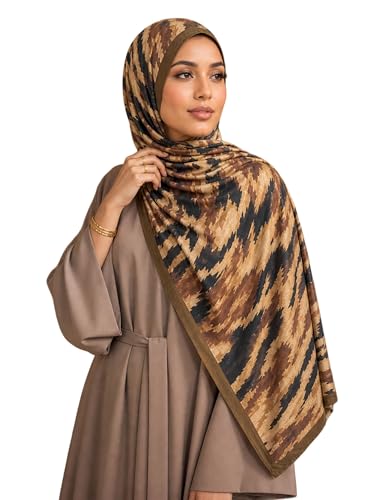 Printed Jersey Cotton Scarf for Women, Stretch Soft Hijab, Lightweight Breathable Head Wrap for All Seasons - color: Mctlp2538-e Pattern