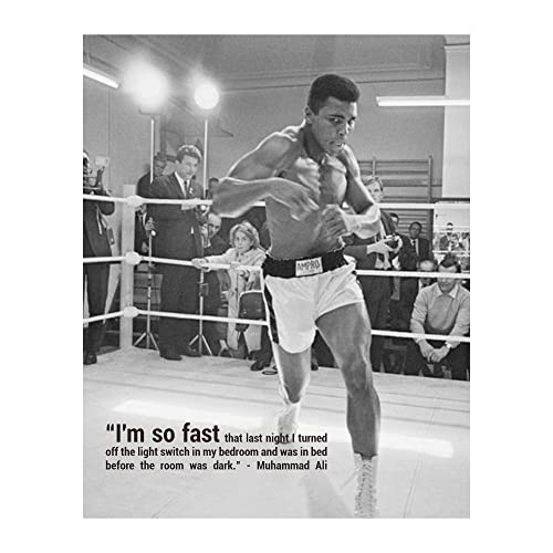 AMERICAN LUXURY GIFTS I'm So Fast Muhammad Ali Inspirational Quote Poster - Boxing Wall Art Print, Motivational Decor for Home, Office, Bedroom & Gym (Pop Art, 8 x 10 inches)