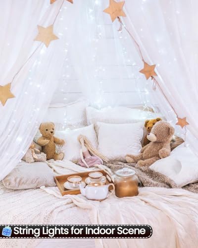 2 Pack 200 LED Battery Operated String Lights, Twinkle Lights Cool White - color: Cool White, size: 2PK(100LED)