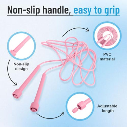 10 Pack Jump Ropes for Kids, Adjustable Jumping Ropes, 5 Colors | Lightweight Speed Rope, PVC Skipping Rope with Plastic Handles for Women, Men, Outdoor Fitness Exercise, Training, Racing
