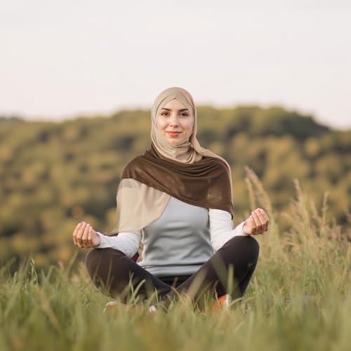Geyoga Ombre Hijab Head Scarf for Women Muslim Modal Rayon Shawl Lightweight Soft Head Wrap - color: Almond,beige