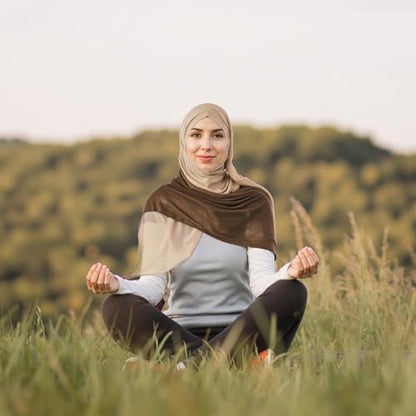 Geyoga Ombre Hijab Head Scarf for Women Muslim Modal Rayon Shawl Lightweight Soft Head Wrap - color: Almond,beige