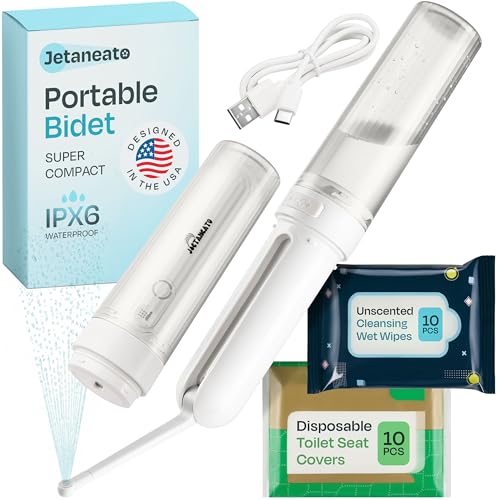 Portable Electric Bidet for Travel - Portable Bidet Rechargeable Handheld Sprayer with 3 High Pressure Modes, USB-C, Adjustable Nozzle & Extra Clean Kit, IPX6 Waterproof Peri Bottle (White) - color: White