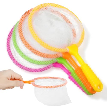 Toddmomy 4Pcs Kids Fishing Net Set, Small Fish Net with Non-Slip Handle, Safe Kids Fish Trap for Aquarium, Pool, Bath & Outdoor Nature Exploration