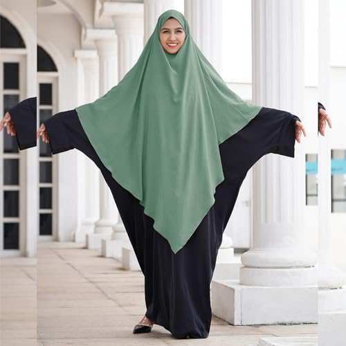 FYMNSI Women's Hijab Muslim Islamic Khimar Long Head Scarf Solid Color Modest Prayer Shawl Hijab Cover for Ramadan Eid