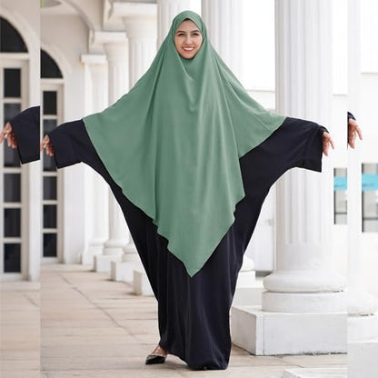 FYMNSI Women's Hijab Muslim Islamic Khimar Long Head Scarf Solid Color Modest Prayer Shawl Hijab Cover for Ramadan Eid