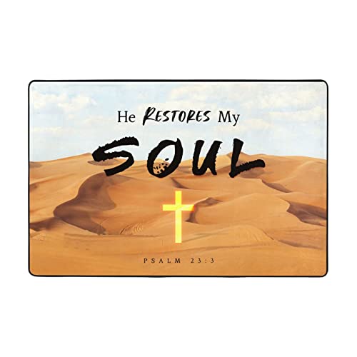 Vivacite Prayer Mat Christian Gifts for Women Men Faith Religious Spiritual Gifts for Women Prayer Rug with Bible Verse Christian Decor Area Rug for Pray and Meditaion Scripture Psalm 23:3, 36"X24" - color: Psalm 23:3 Restore My Soul, size: 2' x 3' (Recta