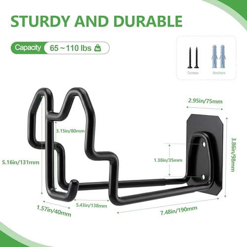 Wall Mount Hose Holder w/Nozzle Slot, Rust Resistant,Glossy Black | Multi-purpose heavy duty garden hose holder with rust resistance,easy to assemble for indoor and outdoor use,fits 100ft hoses - color: Glossy Black
