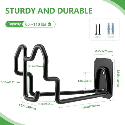 Wall Mount Hose Holder w/Nozzle Slot, Rust Resistant,Glossy Black | Multi-purpose heavy duty garden hose holder with rust resistance,easy to assemble for indoor and outdoor use,fits 100ft hoses - color: Glossy Black
