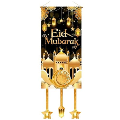 Eid Mubarak Bbanner Decorations, Ramadan Kareem Hanging Door Sign, Eid Al-Fitr Iftar Party Favor Hang Flag Ramadan Mubarak Banner Party Decorations Welcome Wall Banner 15.8 x 39.4 inches : Home & Kitchen