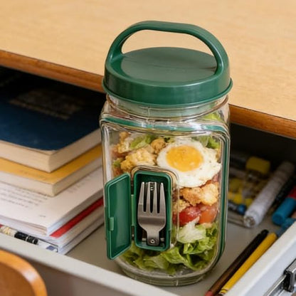 Portable Plastic Salad Case Container with Leak Proof Oats Container Reusable Keep It Fresh Vegetable Storage Box (Cylindrical) - color: Cylindrical