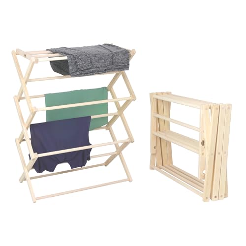 Pennsylvania Woodworks Premium American Maple Clothes Drying Rack - Handcrafted in Pennsylvania - Solid Wood Construction, Collapsible, Eco-Friendly Laundry Solution (Medium) - color: Medium | Flat Top