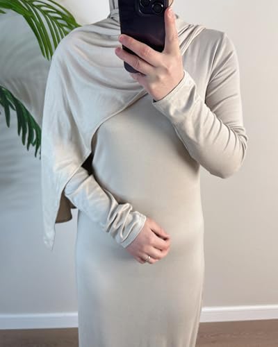 Modal Cotton Abaya Women Long Sleeve Prayer Dress Soft Stretch Islamic Clothes Elegant Robe For Eid, Ramadan, Umrah, Hajj - color: Light Grey, size: X-Large-XX-Large