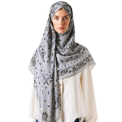 K-Elewon Large Square Scarf 51" Headscarf Chiffon Fashion Scarves Turbans Hair Wrapping Scarfs - color: C-grey
