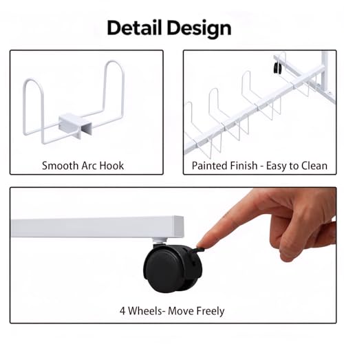 20 Pairs Boxing Gloves Drying Rack, 28.74x23.62x72.05in Freestanding Boxing Glove Storage Stand with 4 Wheels, Metal Boxing Gloves Storage Display Rack with Hooks, Pre-drilled Holes - color: White