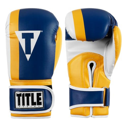 Title Boxing World Bag Boxing Gloves - color: Blue/Yellow/White, size: 16 oz