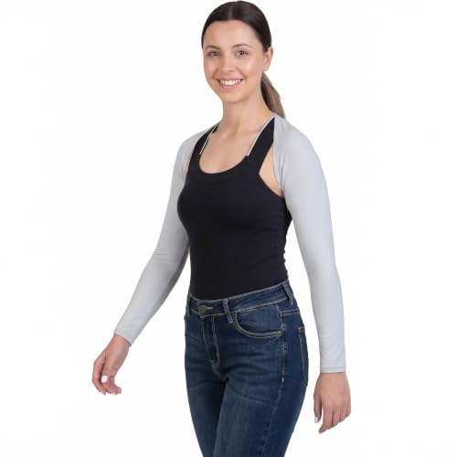OutdoorEssentials Arm Sleeves for Women - Golf UV Shawl with Sleeves - Workout Shrug Bolero - Arm Tights for Sun Protection - color: Gray, size: Large