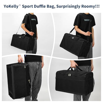 Gym Bag 20 inch Sport Duffle Bag for Men, Black | 40L, Weekender, Travel - color: Black