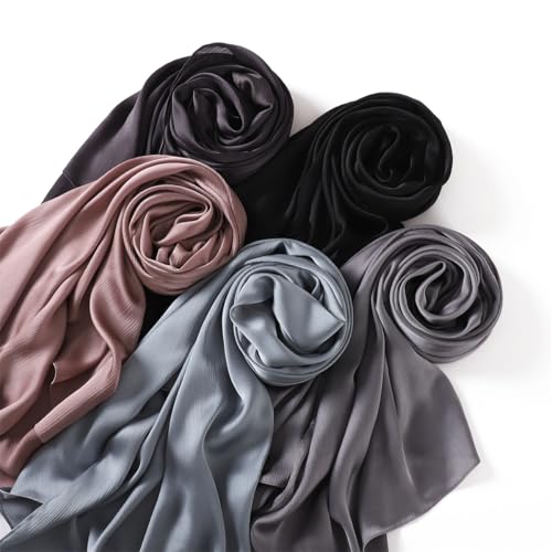 여성용 히잡 헤드 스카프 시폰 히잡 경량 스카프 크레이프 웨딩 숄 및 랩 이브닝 드레스 - color: 블랙.