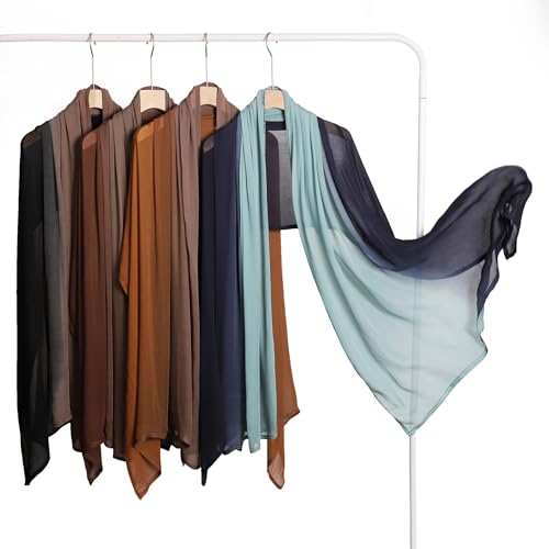 Txmout Ombre Modal Hijab Scarf for Women Muslim, Soft Lightweight Headscarf - color: Brown - Khaki